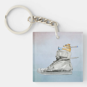 Dog Driving Shoe Square Acryl Sleutelhanger