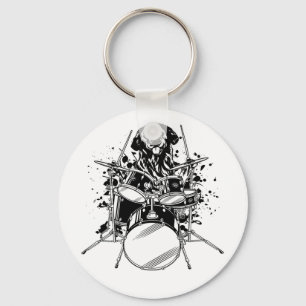 Dog Drummer die Drums Button speelt Sleutelhanger