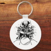 Dog Drummer die Drums Button speelt Sleutelhanger (Voorkant)