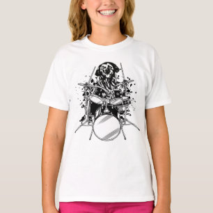Dog Drummer die Drums Girl speelt T-shirt