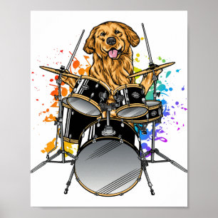Dog Drummer-speldrums Poster
