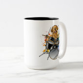 Dog Drummer-speldrums Tweekleurige Koffiemok (Voorkant rechts)