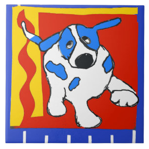 Dog, Dutch Delft Kijk Tegeltje
