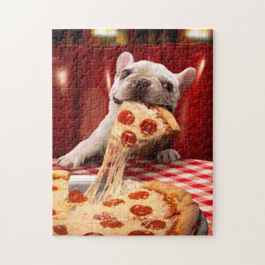Dog Eating Pizza Slice Legpuzzel (Verticaal)