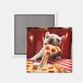 Dog Eating Pizza Slice Magneet (Voorkant / Achterkant)