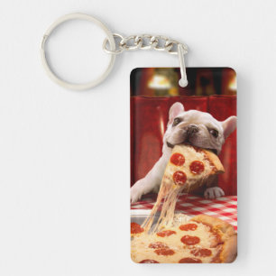 Dog Eating Pizza Slice Sleutelhanger