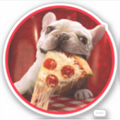 Dog Eating Pizza Slice Sticker (Voorkant)
