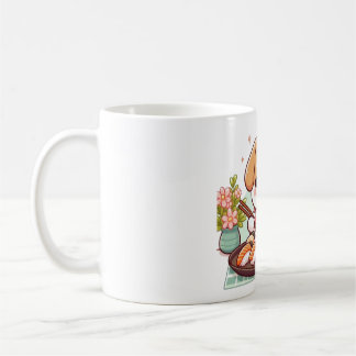 Dog eating sushi koffiemok