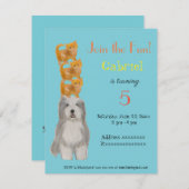 Dog en Kittens, uitnodiging voor verjaardagsfeest (Voorkant / Achterkant)