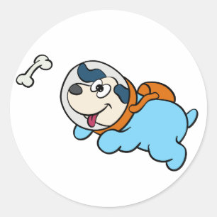 Dog- en ruimtepak achtergrondkleur kiezen ronde sticker