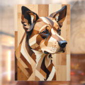 Dog Face intarsia wood art print Window Cling Raamsticker (Vel 2)