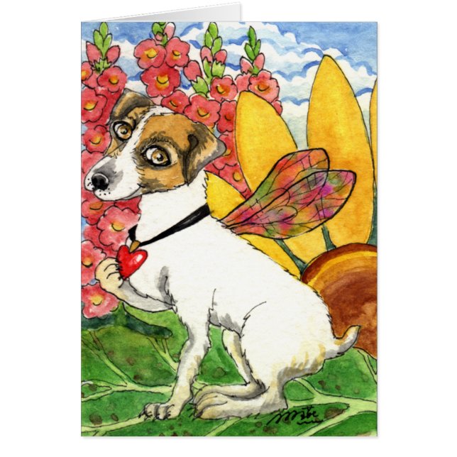 Dog Fairy Flower Garden Fantasy Card van Ann Howar (Voorkant)