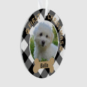 Dog FIRST CHRISTMAS Black White Buffalo Ornament (voorkant)