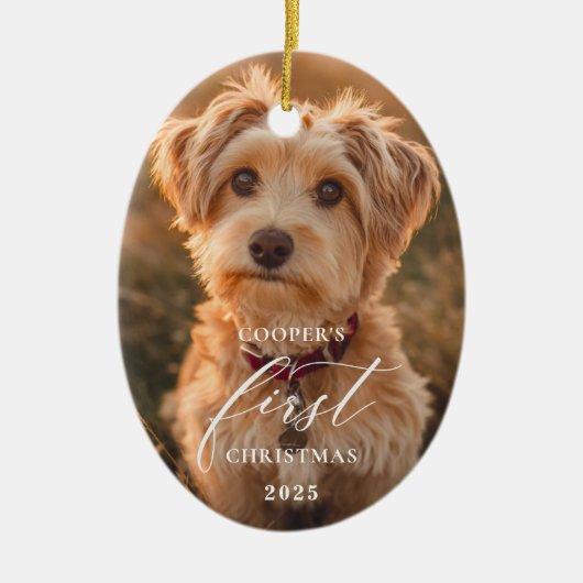 Dog First Christmas Script Ornament (Voorkant)