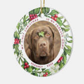 Dog First Kerstmis Home 2 Foto Mistletoe Keramisch Ornament (Links)