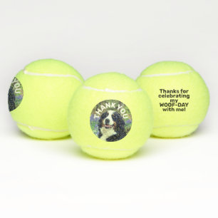 Dog Foto Birthday Favor Dank u persoonlijk Tennisballen