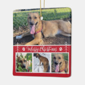 Dog Foto Collage Red met kerstversiering Keramisch Ornament (Links)