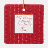 Dog Foto Collage Red met kerstversiering Keramisch Ornament (Achterkant)