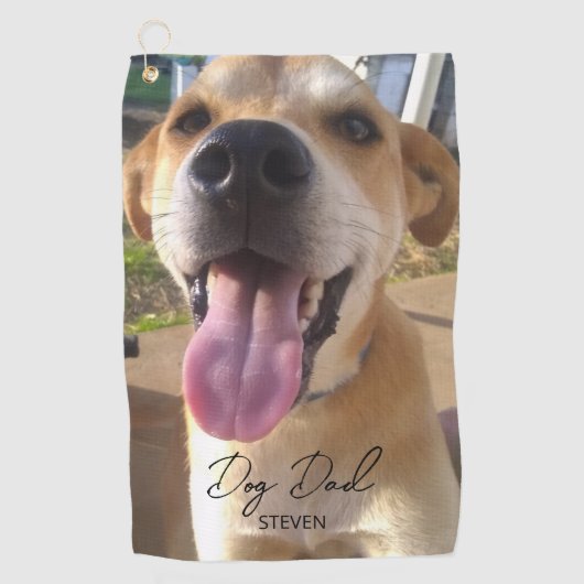 Dog Foto Dog Dad Personalized Golfhanddoek (Voorkant)