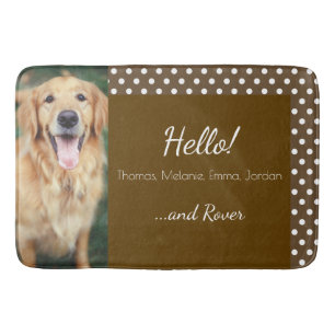 Dog Foto en familienaam Polka Dot Brown Badmat