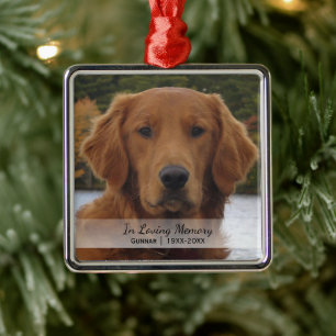 Dog Foto in Loving Memory Name Year Kerstmis Metalen Ornament