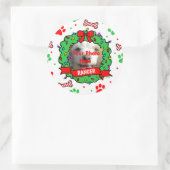 Dog-foto met kerstmis ronde sticker (Tas)