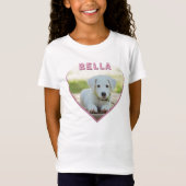Dog Foto Naam Roze Heart T-Shirt (Voorkant)