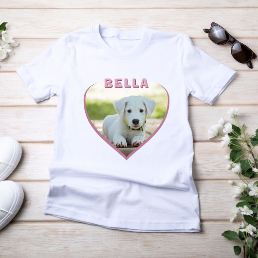 Dog Foto Naam Roze Heart T-Shirt