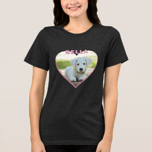 Dog Foto Naam Roze Heart Tri-Blend Shirt