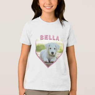 Dog Foto Naam Roze Heart Tri-Blend Shirt