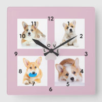 Dog Foto's & Paw Print College Acrylwandklok