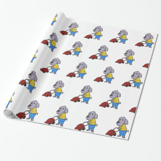 Dog gardener met grasmaaier | Achterkleur kiezen Cadeaupapier