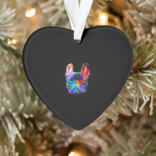 Dog Geometric Color Splash Pop Art French Bulldog Ornament
