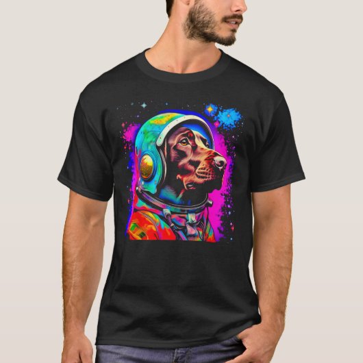 Dog German Shorthaired Pointer Astronaut Space Des T-shirt (Voorkant)