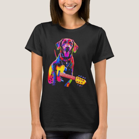 Dog German Shorthaired Pointer Guitar T-shirt (Voorkant)