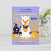 Dog Ghost in costume Halloween Party Kaart (Staand voorkant)