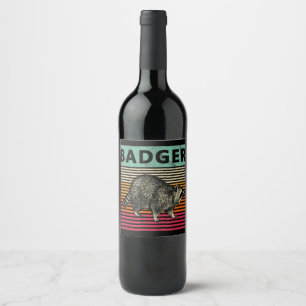 Dog Gift Badger Wisconsin Wijn Etiket