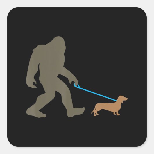 Dog Gift | Bigfoot Walking Dachshund Vierkante Sticker (Voorkant)