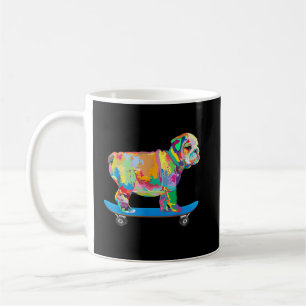 Dog Gift Colorful Cool Bulldog Puppy Skateboard Koffiemok