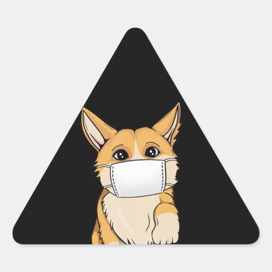 Dog Gift | Corgi Draag gezichtsmasker Driehoek Sticker (Voorkant)