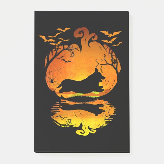 Dog Gift | Corgi Silhouette Pumpkin Halloween Post-it® Notes (Voorkant)