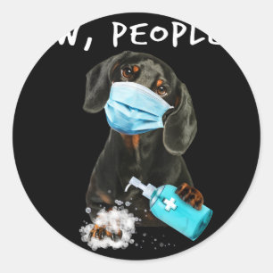 Dog Gift Dachshund Ew Mensen die een gezichtsmas Ronde Sticker