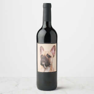 Dog Gift   Franse hond met een slecht gezicht Wijn Etiket