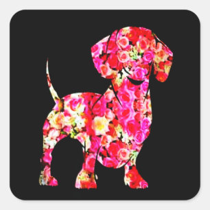 Dog Gift Geweldige Vloer Dachshund Girl Vierkante Sticker
