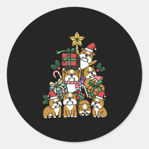 Dog Gift   Kerstboom Engelse Bulldog Dog Ronde Sticker