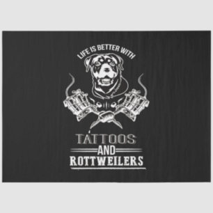 Dog gift Levensbetere tattoos en rottweiler Tissuepapier