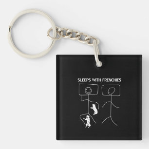 Dog Gift Slapen met frenchies Sleutelhanger