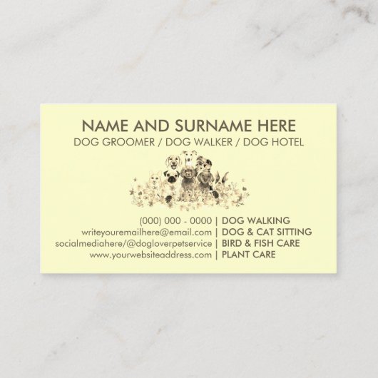 Dog Gold Flower Lijst Visitekaartje (Achterkant)