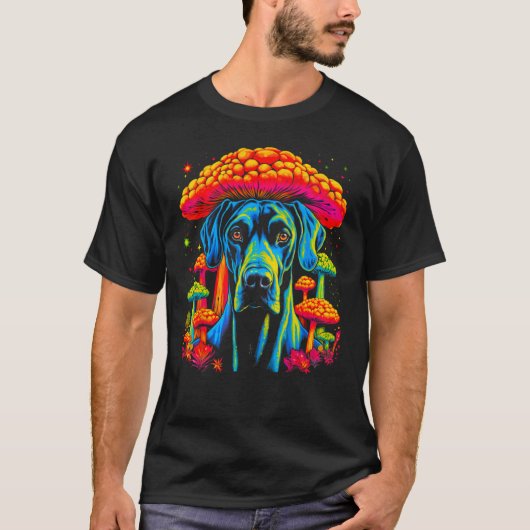 Dog Great Dane Psychedelic Mushroom T-shirt (Voorkant)
