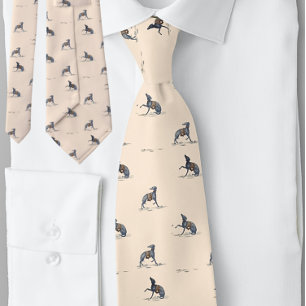 Dog Greyhound Pattern Peach Stropdas